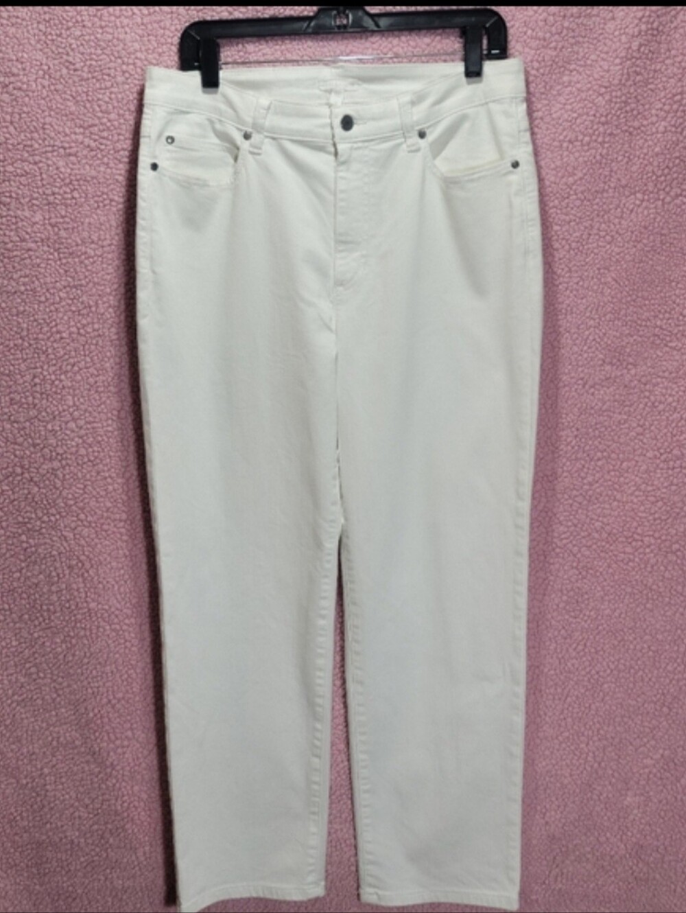EUC Eileen Fisher Garment Dyed Denim Straight Ankle Jeans White 12